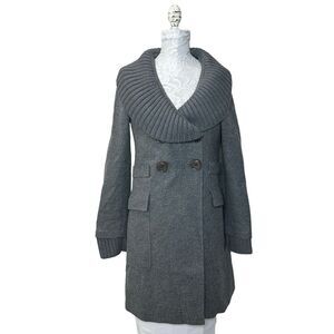 Susana Monaco Wool Double Breasted L/S Coat Sweater Trim Women Small NWOT Pocket